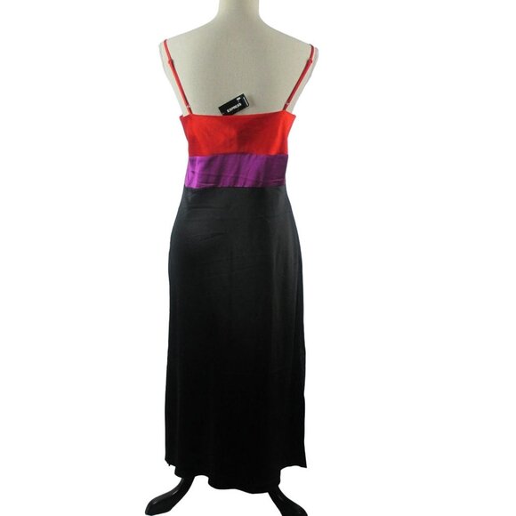Express Satin Color Block Tier Midi Slip Dress Size S $98 - Picture 7 of 10